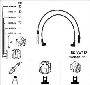 Przewody wysokiego napięcia komplet NGK RC-VW912 037905483C