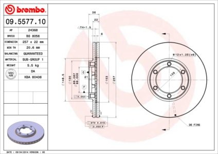 Tarcza hamulcowa BREMBO 09.5577.10 569801