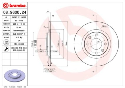 Tarcza hamulcowa BREMBO 08.9600.24 4246A9