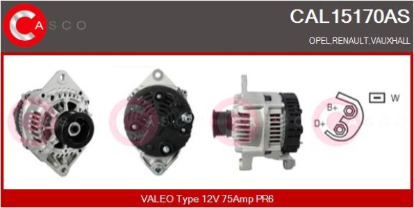 ALTERNATOR 12V 75A CASCO CAL15170AS 