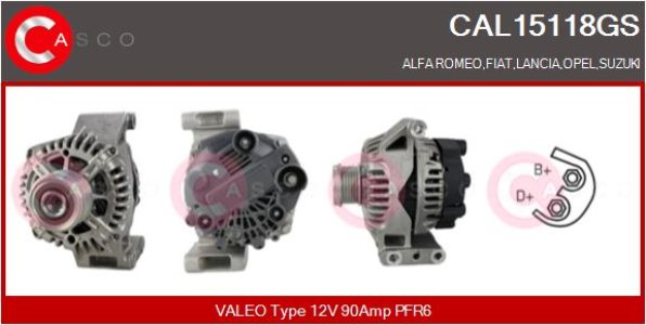 ALTERNATOR 12V 90A CASCO CAL15118GS 