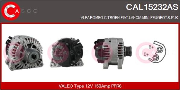 ALTERNATOR 12V 150A CASCO CAL15232AS 