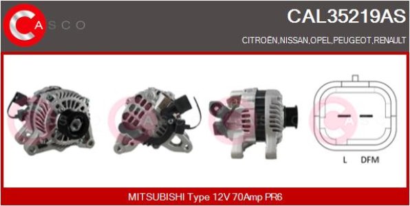 ALTERNATOR 12V 70A CASCO CAL35219AS 