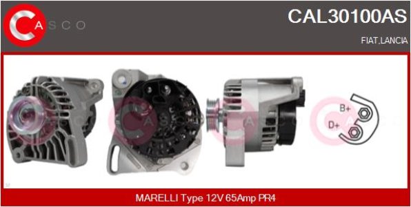 ALTERNATOR 12V 65A CASCO CAL30100AS 