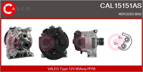 ALTERNATOR 12V 90A CASCO CAL15151AS 