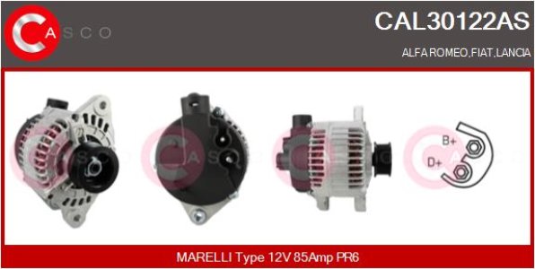 ALTERNATOR 12V 85A CASCO CAL30122AS 