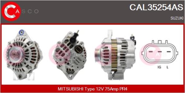 ALTERNATOR 12V 75A CASCO CAL35254AS 