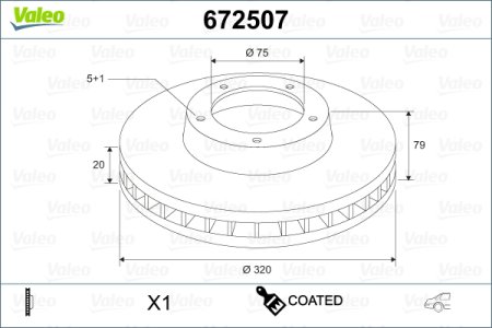 Tarcza hamulcowa przód VALEO 672507 malowana BMW X5
