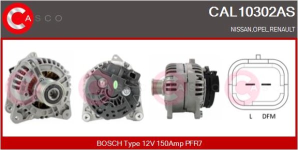 ALTERNATOR CASCO CAL10302AS 12V 150A INA