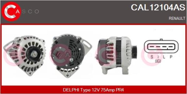 ALTERNATOR 12V 75A CASCO CAL12104AS 