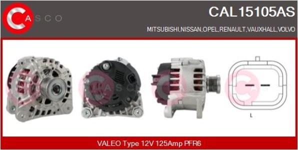 ALTERNATOR 12V 125A CASCO CAL15105AS 