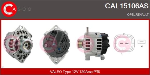 ALTERNATOR 12V 120A CASCO CAL15106AS 