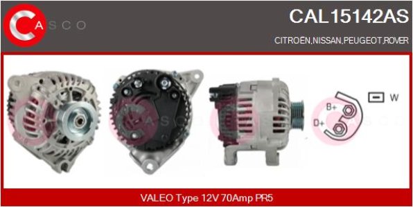 ALTERNATOR 12V 70A CASCO CAL15142AS 