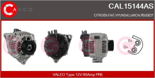 ALTERNATOR 12V 90A CASCO CAL15144AS 
