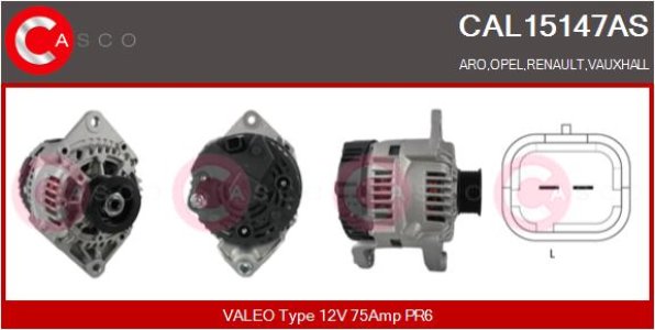 ALTERNATOR 12V 75A CASCO CAL15147AS 