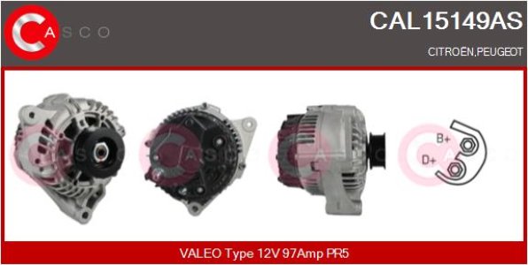 ALTERNATOR 12V 97A CASCO CAL15149AS 