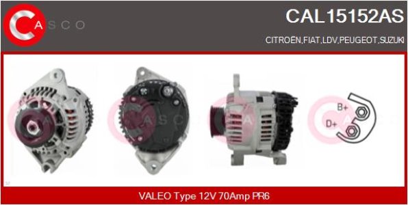 ALTERNATOR 12V 70A CASCO CAL15152AS 