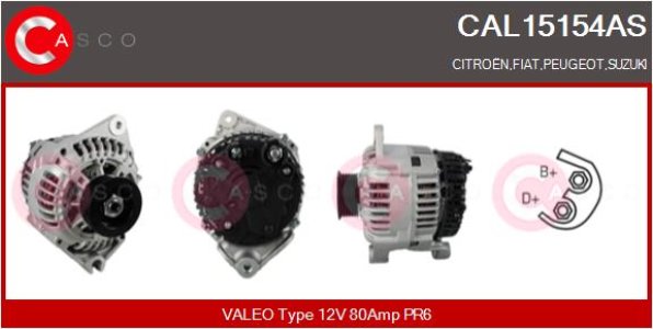 ALTERNATOR 12V 80A CASCO CAL15154AS 