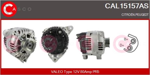 ALTERNATOR 12V 80A CASCO CAL15157AS 