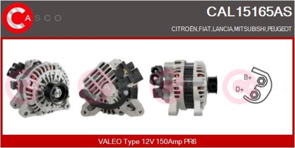 ALTERNATOR 12V 150A CASCO CAL15165AS 