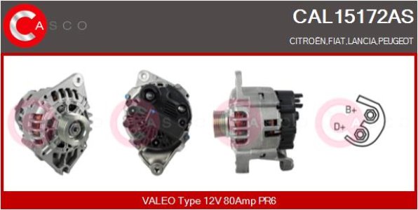 ALTERNATOR 12V 80A CASCO CAL15172AS 