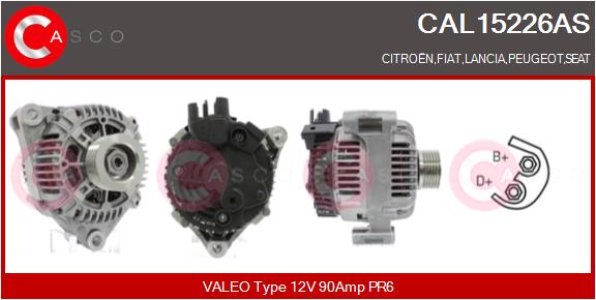 ALTERNATOR 12V 90A CASCO CAL15226AS 