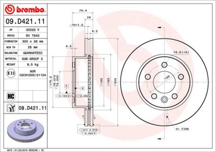 TARCZA HAMULCOWA BREMBO 09D42111 