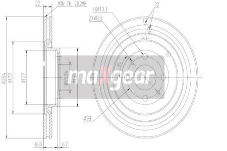 TARCZA HAM. FIAT P. STILO/DOBLO 05-/BRAVO 06-/MAREA/LYBRA 284MM