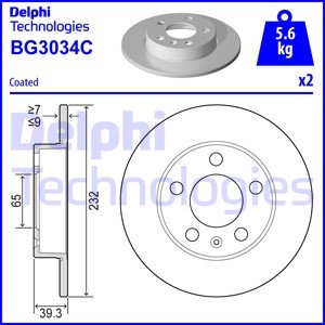 Tarcza hamulcowa DELPHI BG3034C 1J0615601