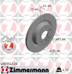 Tarcza hamulcowa ZIMMERMANN 400554320 2474230212 MERCEDES W177 A-KLASA  18- tył