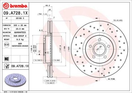 Tarcza hamulcowa BREMBO 09 A728 1X 31262720 VOLVO S40 II  04-12