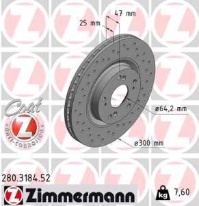 Tarcza hamulcowa ZIMMERMANN 280318452 45251SCAE50 HONDA CR-V II  02-06 przód
