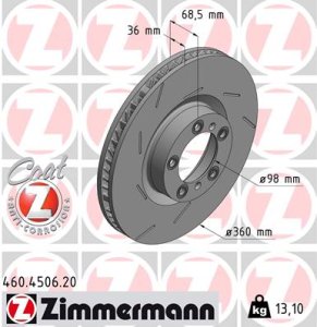 Tarcza hamulcowa ZIMMERMANN 460450620 971615301F PORSCHE PANAMERA 16- LP