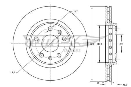 TARCZA HAMULCOWA TOMEX brakes TX73 53 402060003R RENAULT LAGUNA 08- PRZÓD