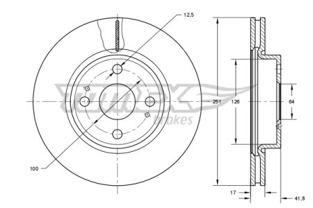 TARCZA HAMULCOWA TOMEX brakes TX73 87 4615A129 MITSUBISHI SPACE STAR 12- PRZÓD