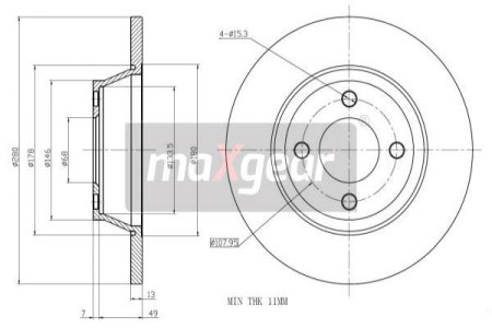 TARCZA H-CA AUDI 80/B4 NIE WENTYL