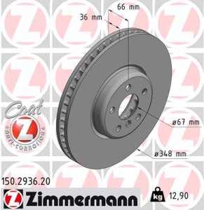 Tarcza hamulcowa ZIMMERMANN 150293620 34116860911 BMW 7 G11,G12  15- LP