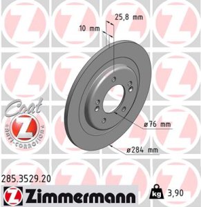 Tarcza hamulcowa ZIMMERMANN 285.3529.20 58411A62000