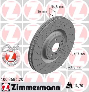 Tarcza hamulcowa ZIMMERMANN 400.3684.20 1664210912