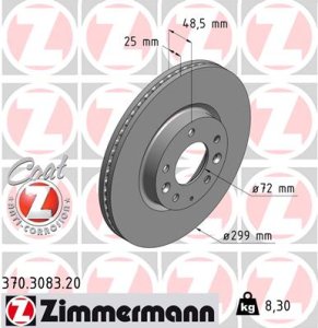 Tarcza hamulcowa ZIMMERMANN 370.3083.20 G33Y3325X