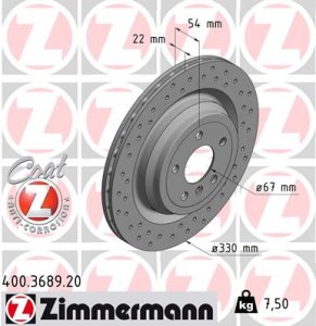 Tarcza hamulcowa ZIMMERMANN 400.3689.20 1664230412