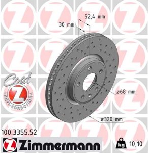 Tarcza hamulcowa ZIMMERMANN 100.3355.52 8R0615301