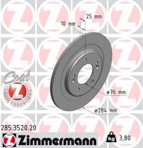Tarcza hamulcowa ZIMMERMANN 285.3520.20 584113Z100
