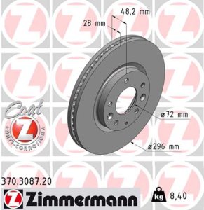 Tarcza hamulcowa ZIMMERMANN 370.3087.20 L2063325X
