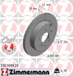 Tarcza hamulcowa ZIMMERMANN 370.3089.20 L20626251