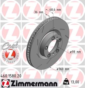 Tarcza hamulcowa ZIMMERMANN 460.1580.20 97035140300