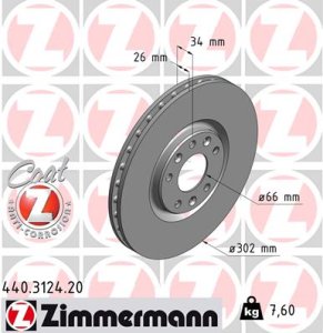 Tarcza hamulcowa ZIMMERMANN 440.3124.20 4249J3