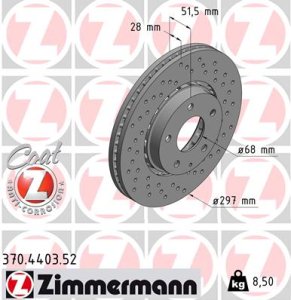 Tarcza hamulcowa ZIMMERMANN 370440352 KD4533251 MAZDA CX-5  11- przód