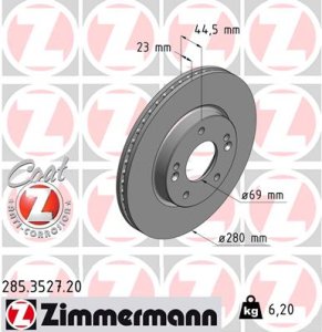 Tarcza hamulcowa ZIMMERMANN 285.3527.20 517122V000