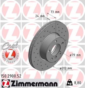 Tarcza hamulcowa ZIMMERMANN 150.2900.52 34116792219
